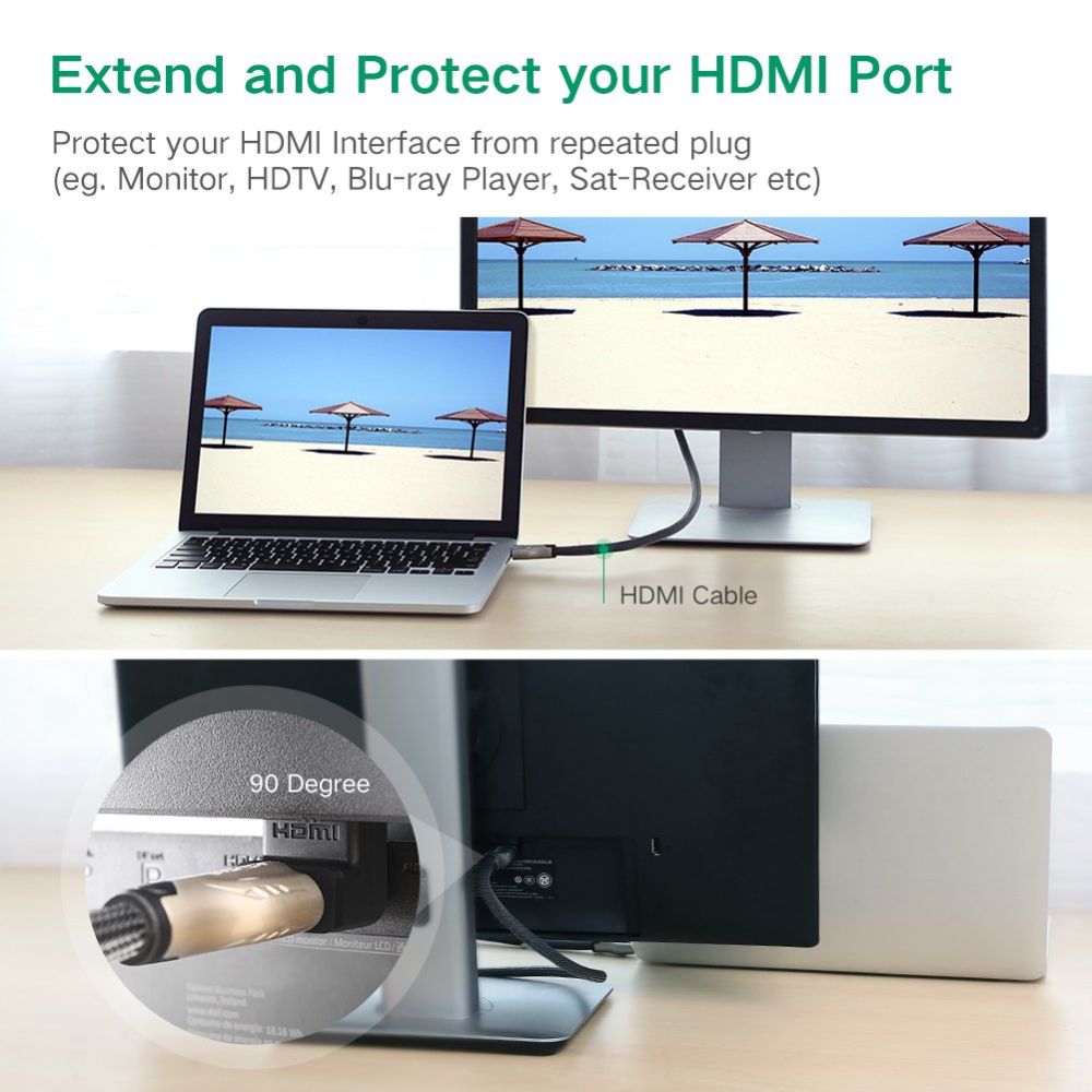 UGREEN 20109 HDMI Adapter Right Angle 90 Degree