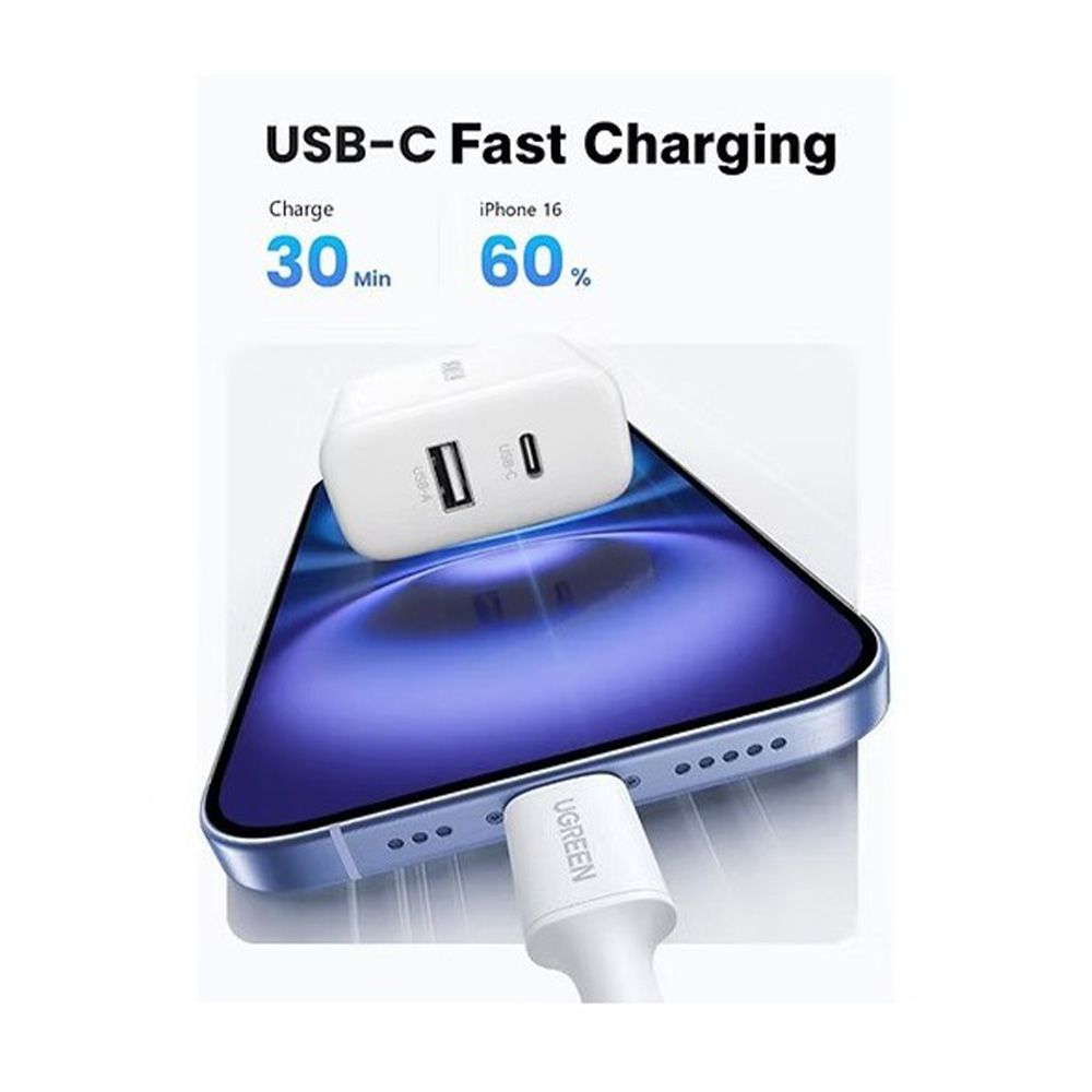 UGREEN 20W Dual-Port USB-A + USB-C Smart &amp; Fast Charger