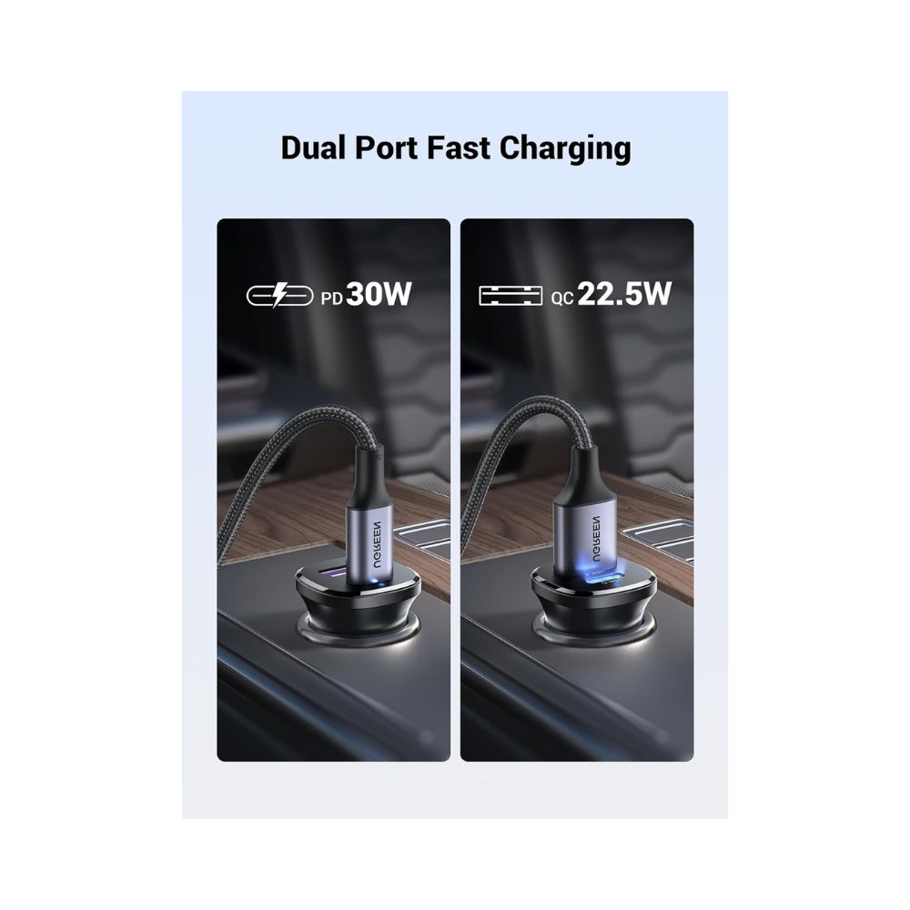 UGREEN 30W Dual Port Fast Car Charger, for Phones, Tablets &amp; Ipads