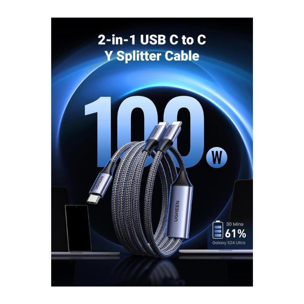 UGREEN 35087 2-in-1 100W PD Fast Charging Cable (1.5 Meter)