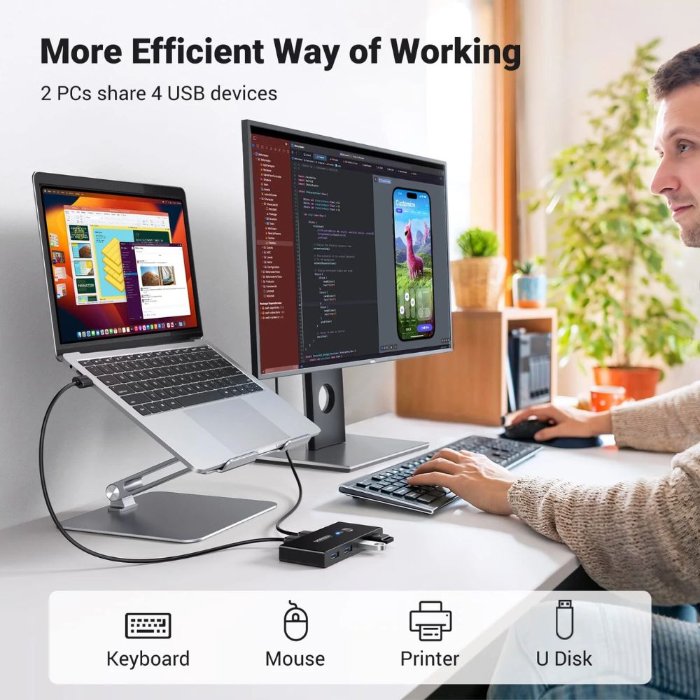 UGREEN 4 Port 5Gbps High-Speed Switch Selector USB 3.0