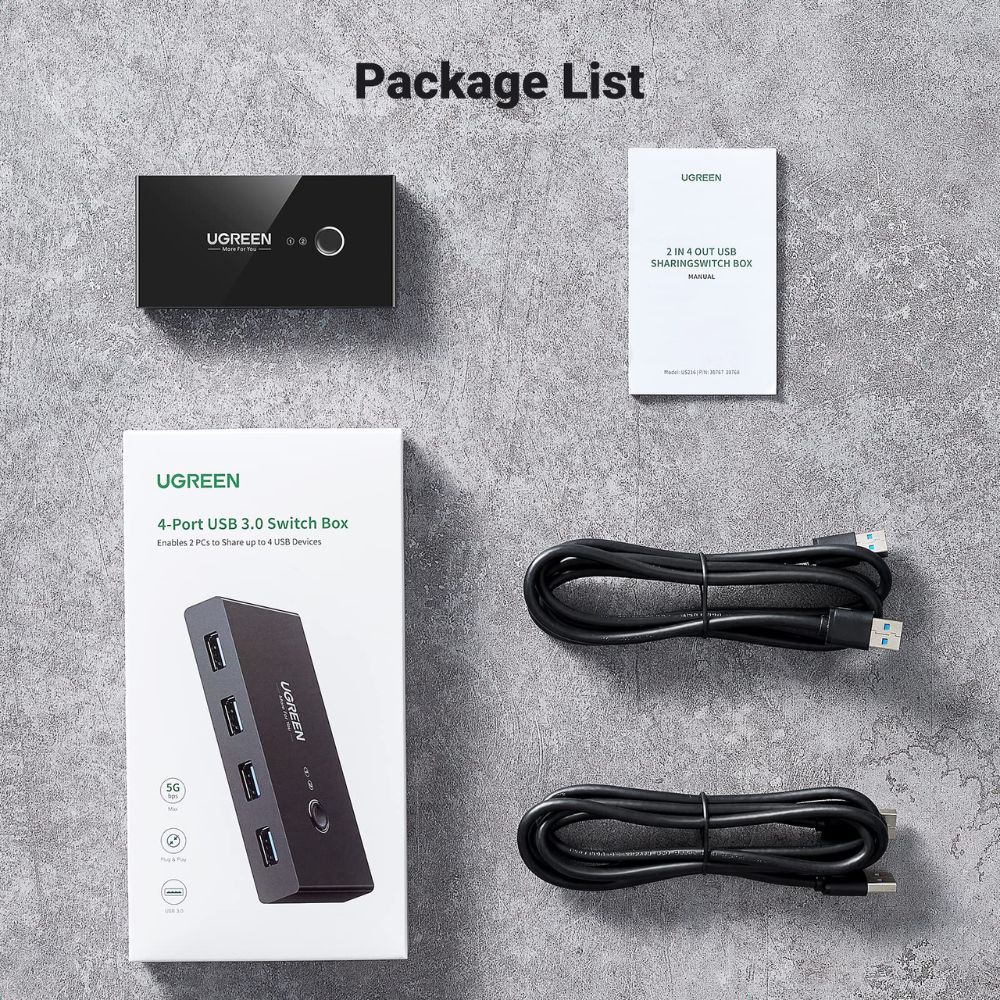 UGREEN 4 Port 5Gbps High-Speed Switch Selector USB 3.0