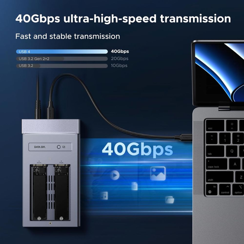 UGREEN 40Gbps Dual-Bay M.2 NVMe SSD Enclosure RAID