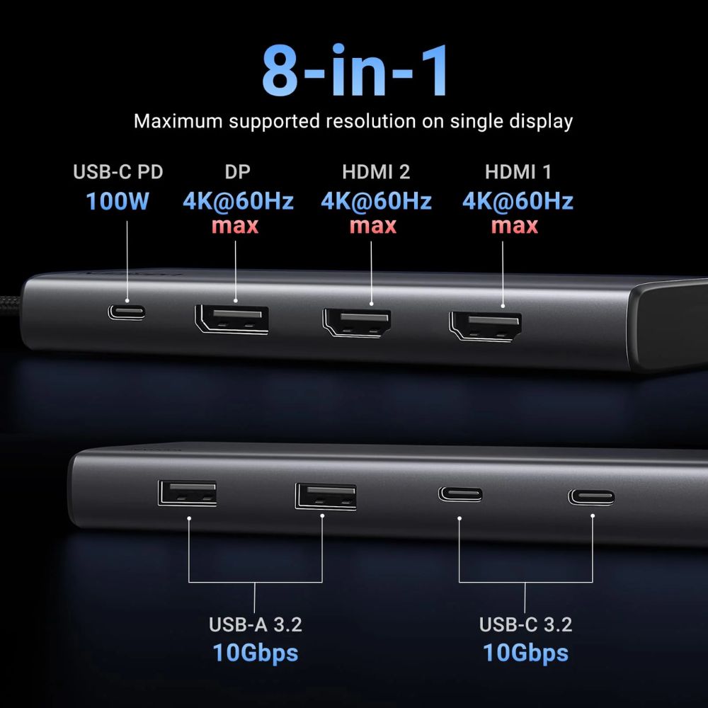 UGREEN 8 in 1 USB C Docking Station with Dual Monitor
