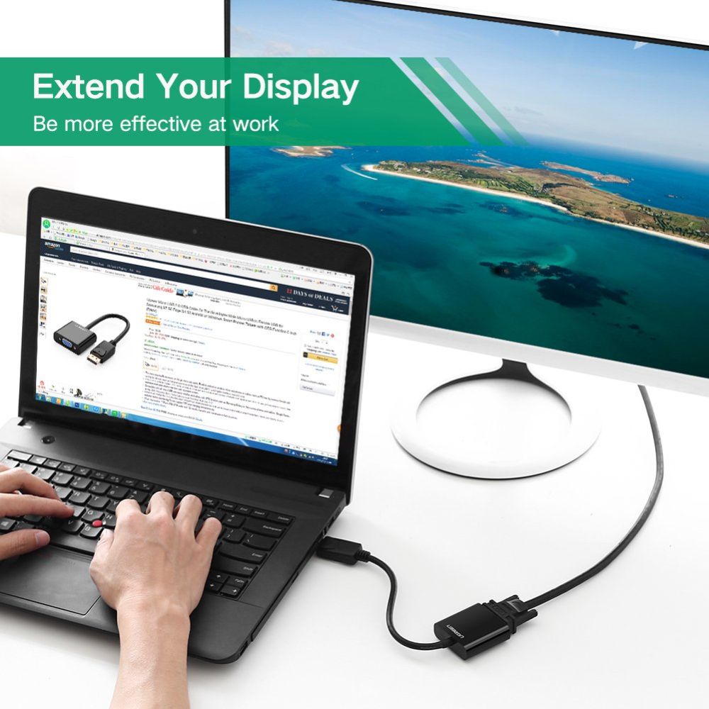 UGREEN Displayport Male to VGA Female Converter, Full HD Resolution
