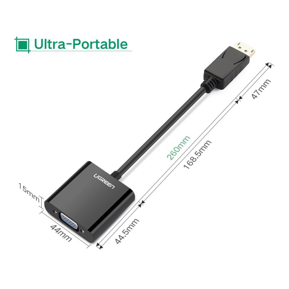 UGREEN Displayport Male to VGA Female Converter, Full HD Resolution