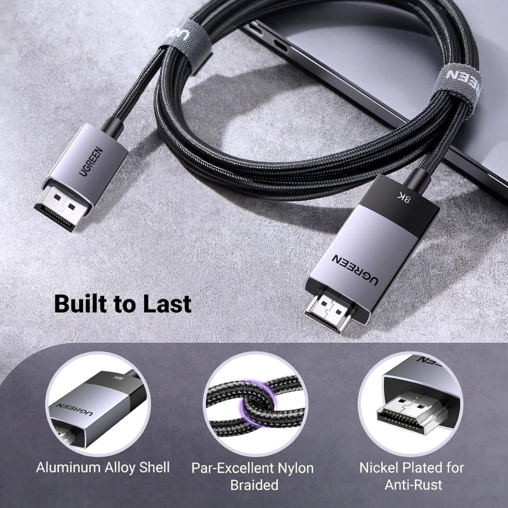 UGREEN Displayport Male 1.4 To HDMI 2.1 Male 8K Braided Cable