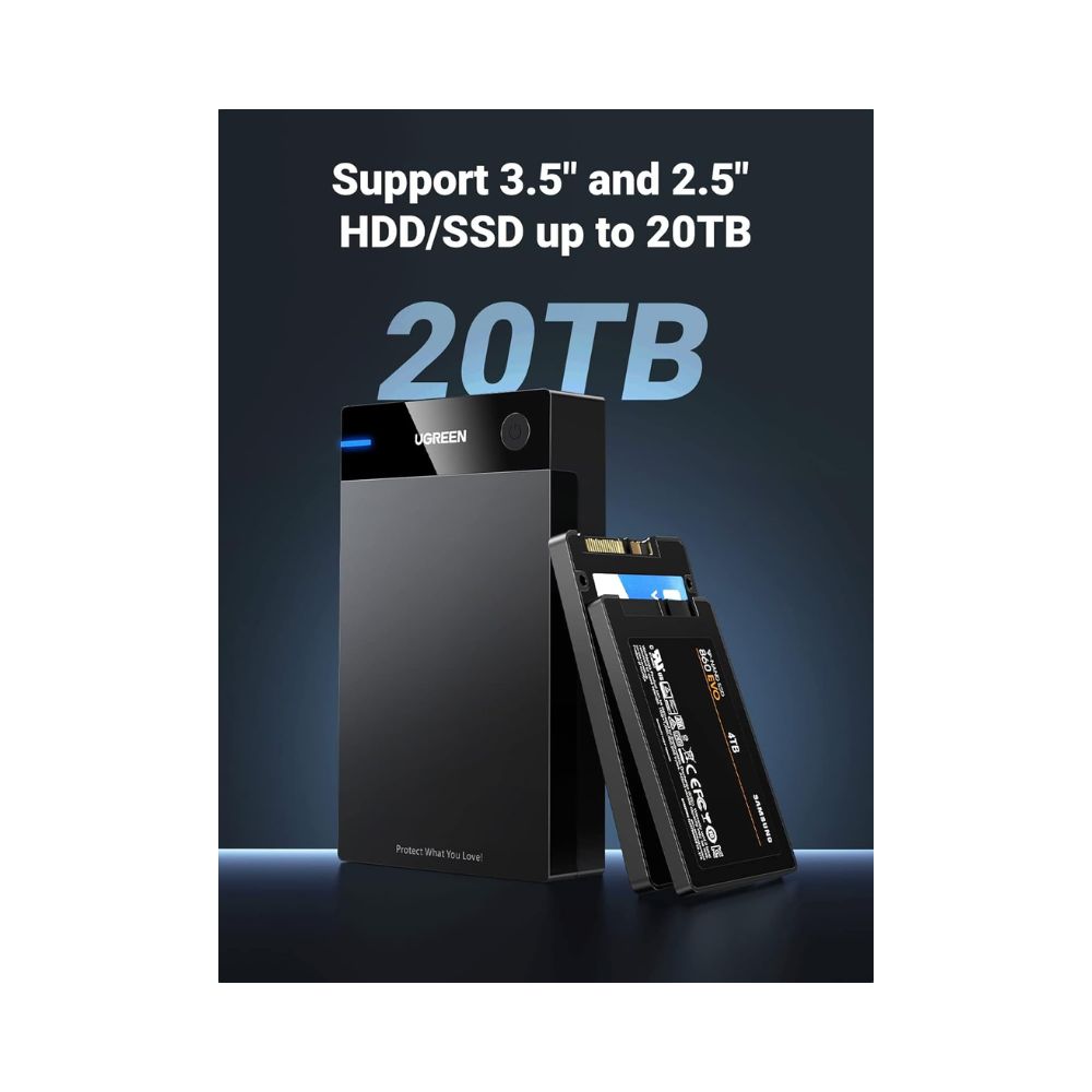 UGREEN External Hard Drive Enclosure for 3.5 2.5 Inch SATA SSD HDD USB 3.0 to SATA