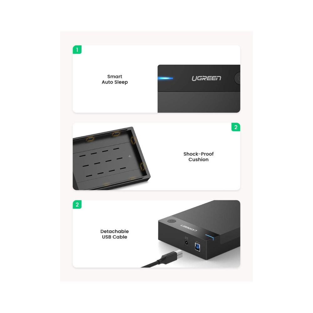 UGREEN External Hard Drive Enclosure for 3.5 2.5 Inch SATA SSD HDD USB 3.0 to SATA