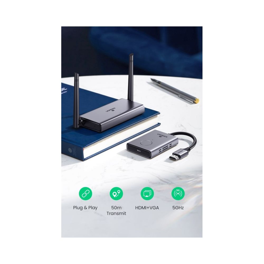 UGREEN HDMI Wireless Extender, 50 Meters Wide Range, HDMI &amp; VGA-Receiver, Support 1080P@60Hz