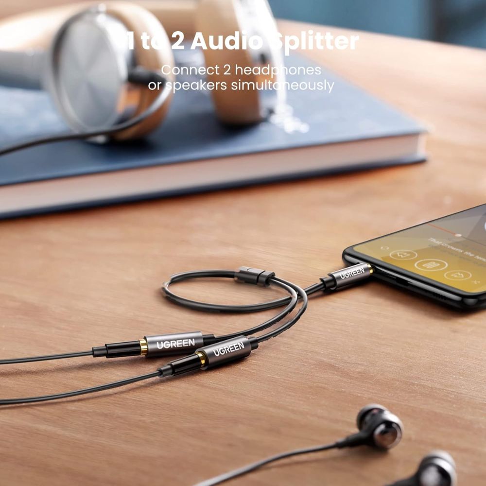 UGREEN Headphone Splitter 2 Way Y 3.5mm Jack Aux Adapter