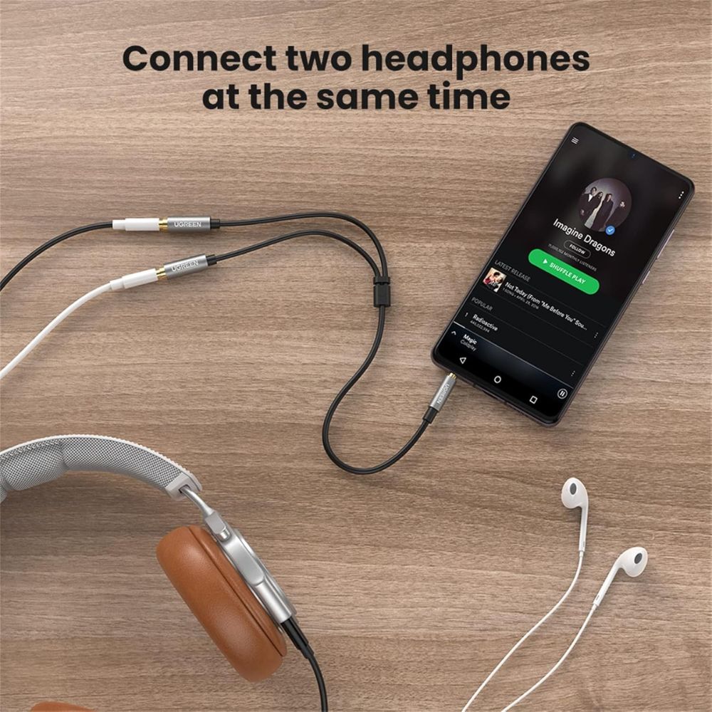 UGREEN Headphone Splitter 2 Way Y 3.5mm Jack Aux Adapter