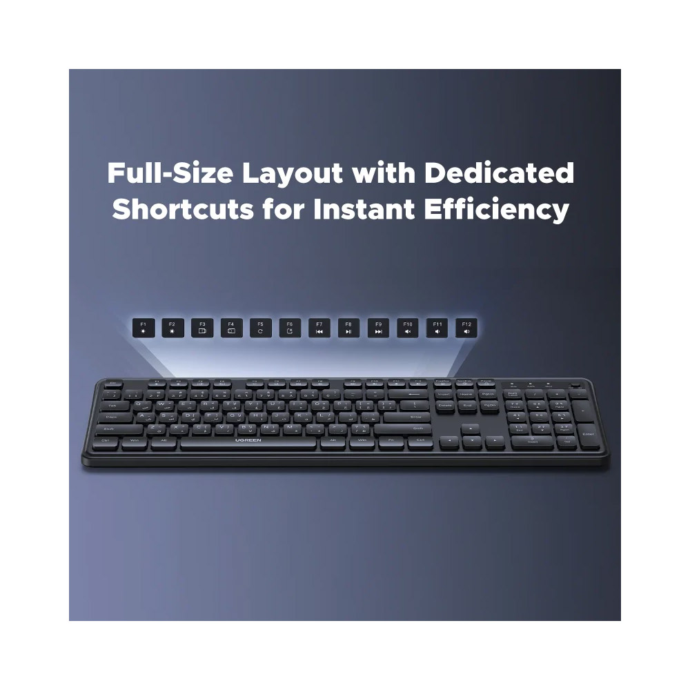 UGREEN – K331 65734 Wireless Keyboard Ultra-Quiet, Ergonomic, and Spill-Resistant Design for Home & Office Efficiency Eng/Arabic