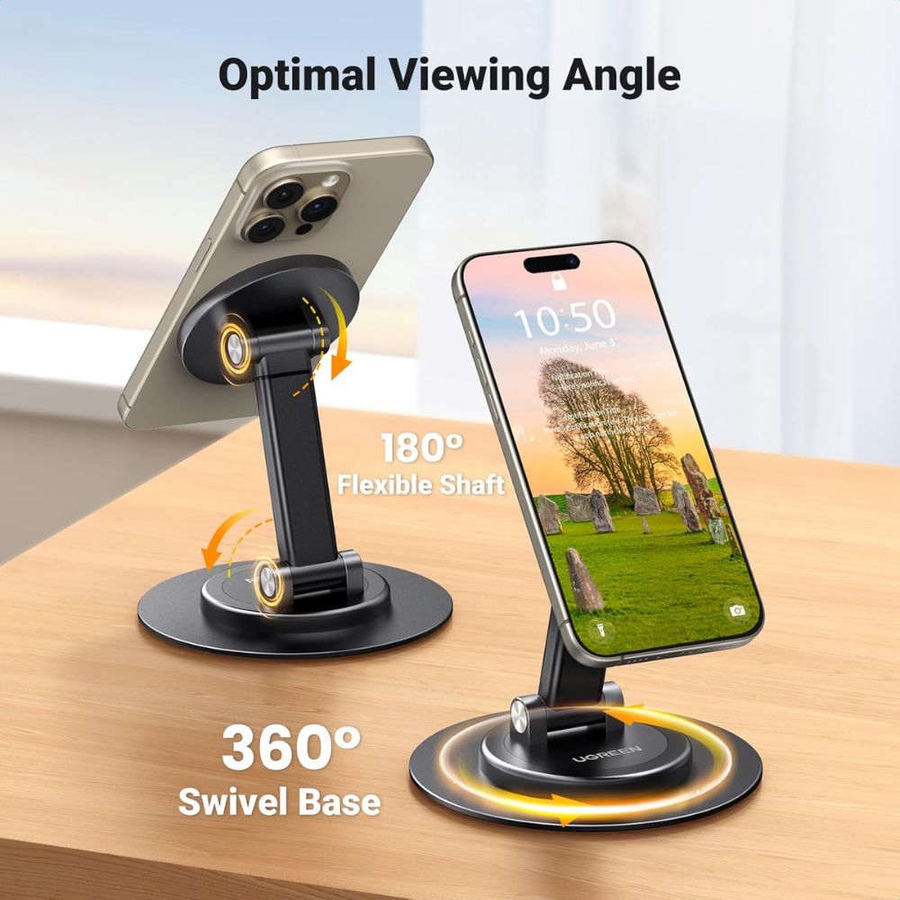 UGREEN Magnetic Phone Stand for MagSafe, Height Adjustable with 360-Degree Rotating Base