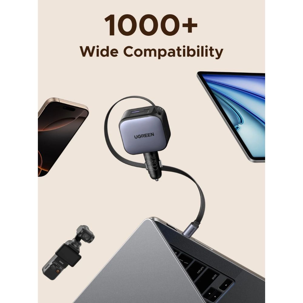 UGREEN Nexode 145W Retractable Car Charger