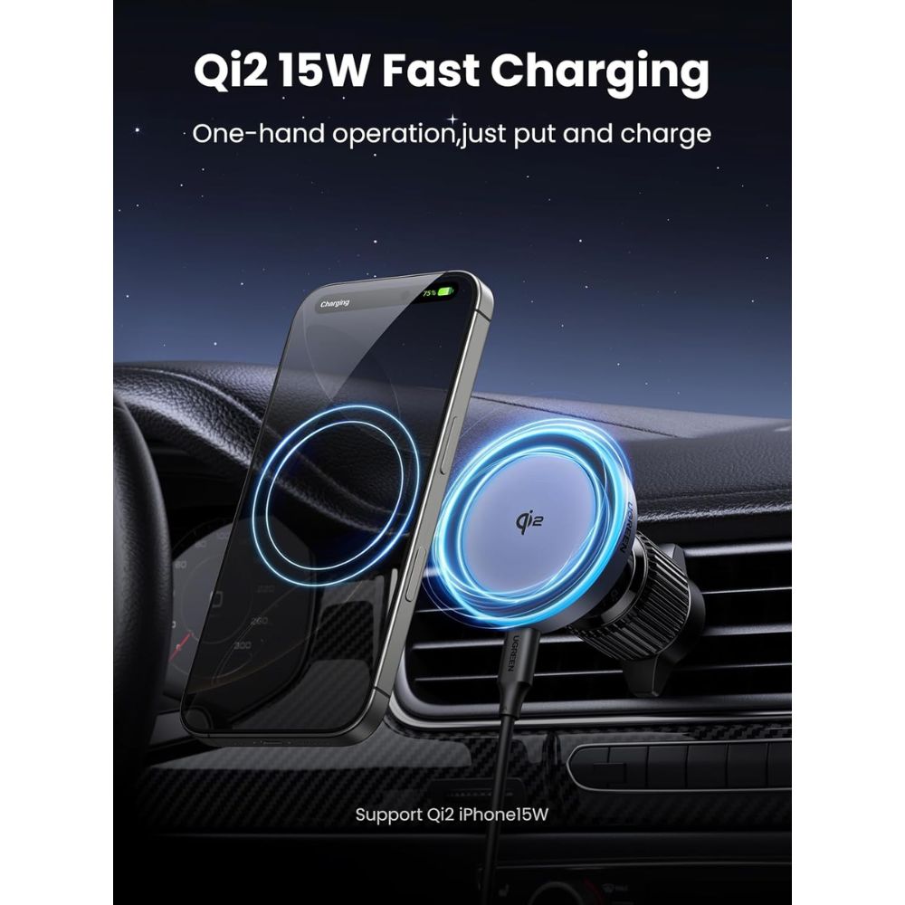UGREEN Qi2 Wireless Car Charger (15W Magnetic Phone Holder)