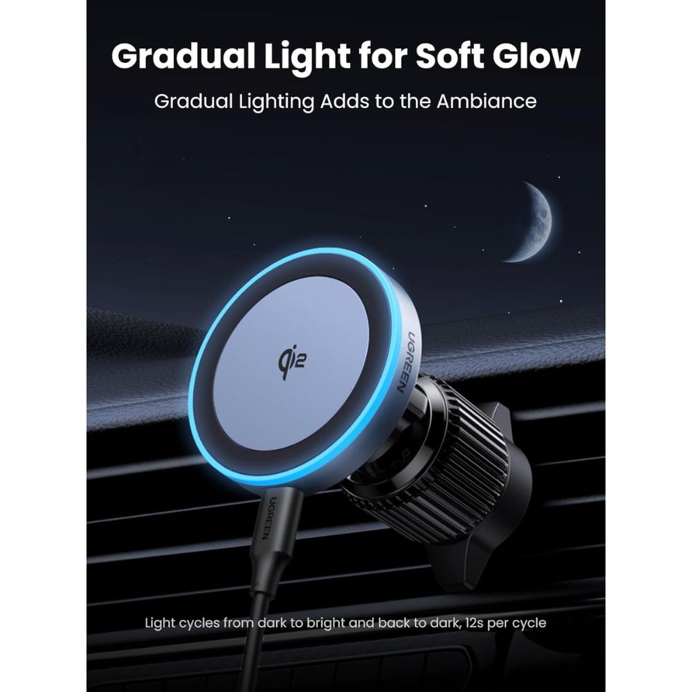 UGREEN Qi2 Wireless Car Charger (15W Magnetic Phone Holder)