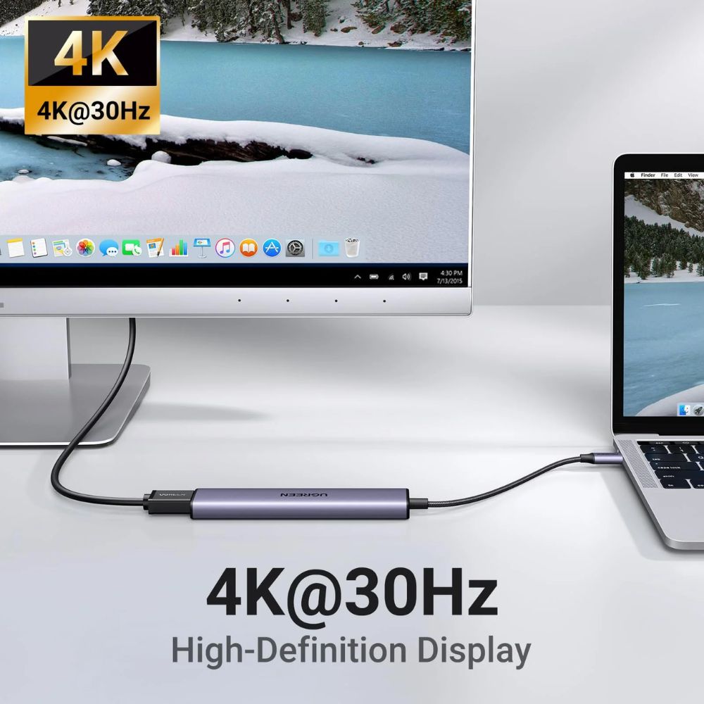 UGREEN Revodok 105 USB C Hub 5 in 1 Multiport Adapter 4K HDMI