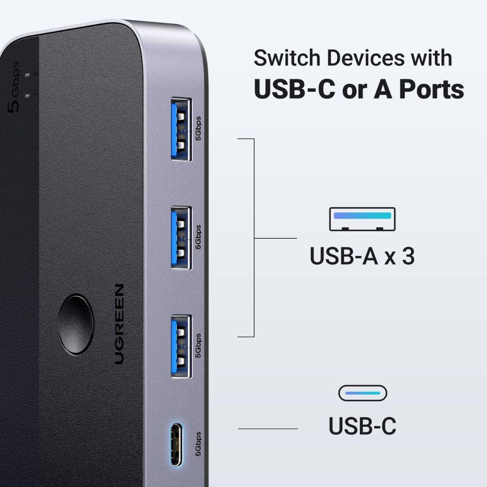 UGREEN Switch 2 Computers Sharing USB C &amp; A Devices USB 3.0