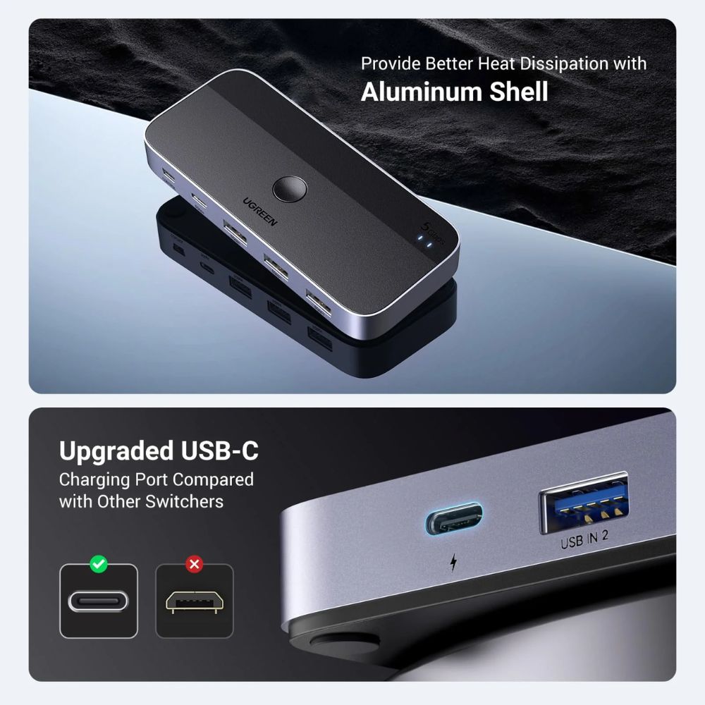 UGREEN Switch 2 Computers Sharing USB C &amp; A Devices USB 3.0