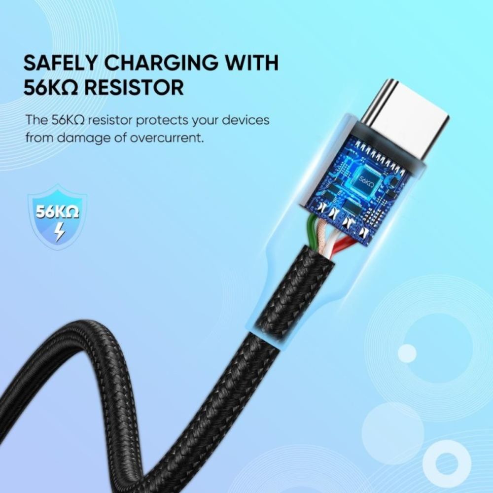 UGREEN USB-A to Angled USB-C Braided Cable Fast Charge 2M