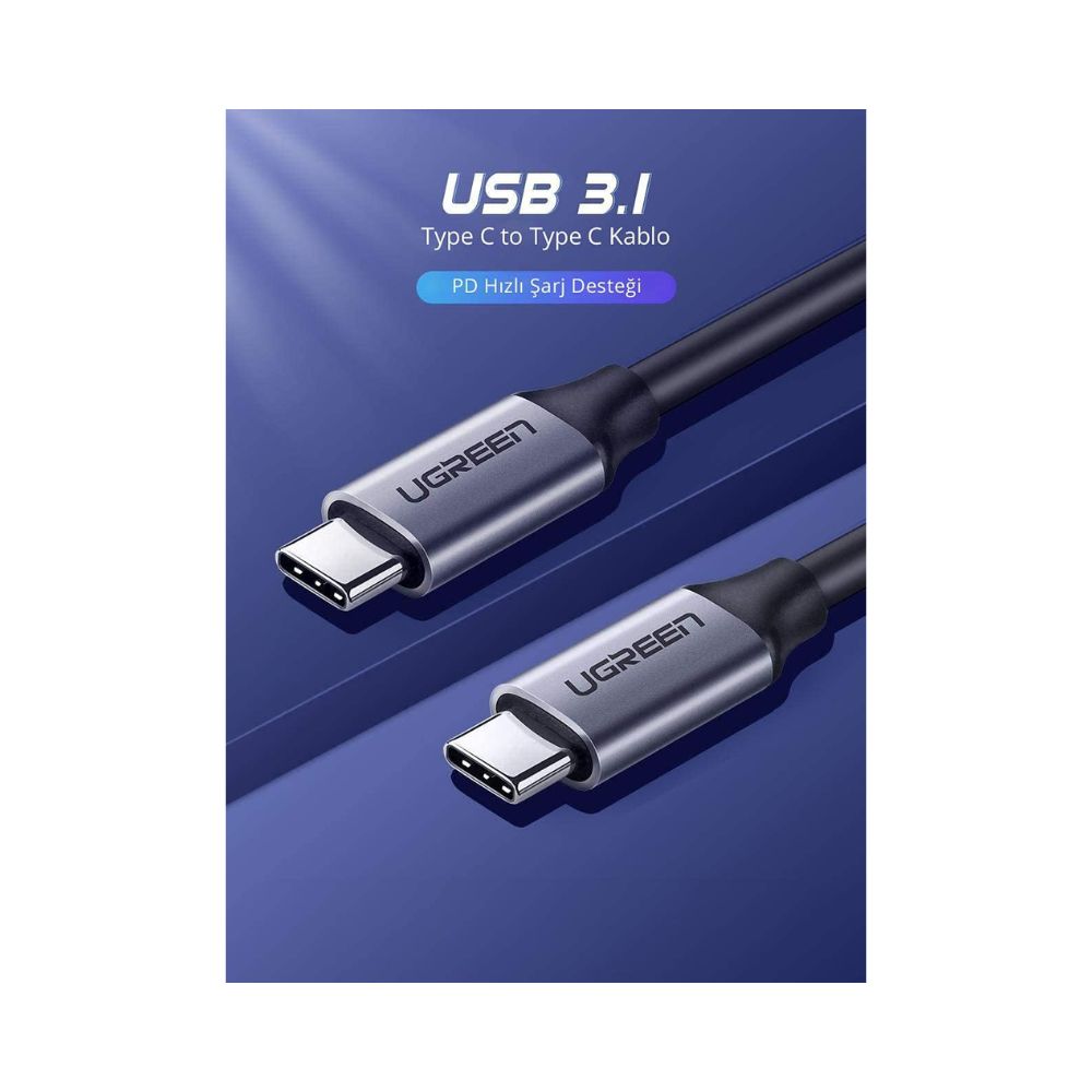 UGREEN USB-C Male To Male Data Cable 60W Power Delivery PD Gen 1 for Monitor, Laptop, Smartphone USB 3.1