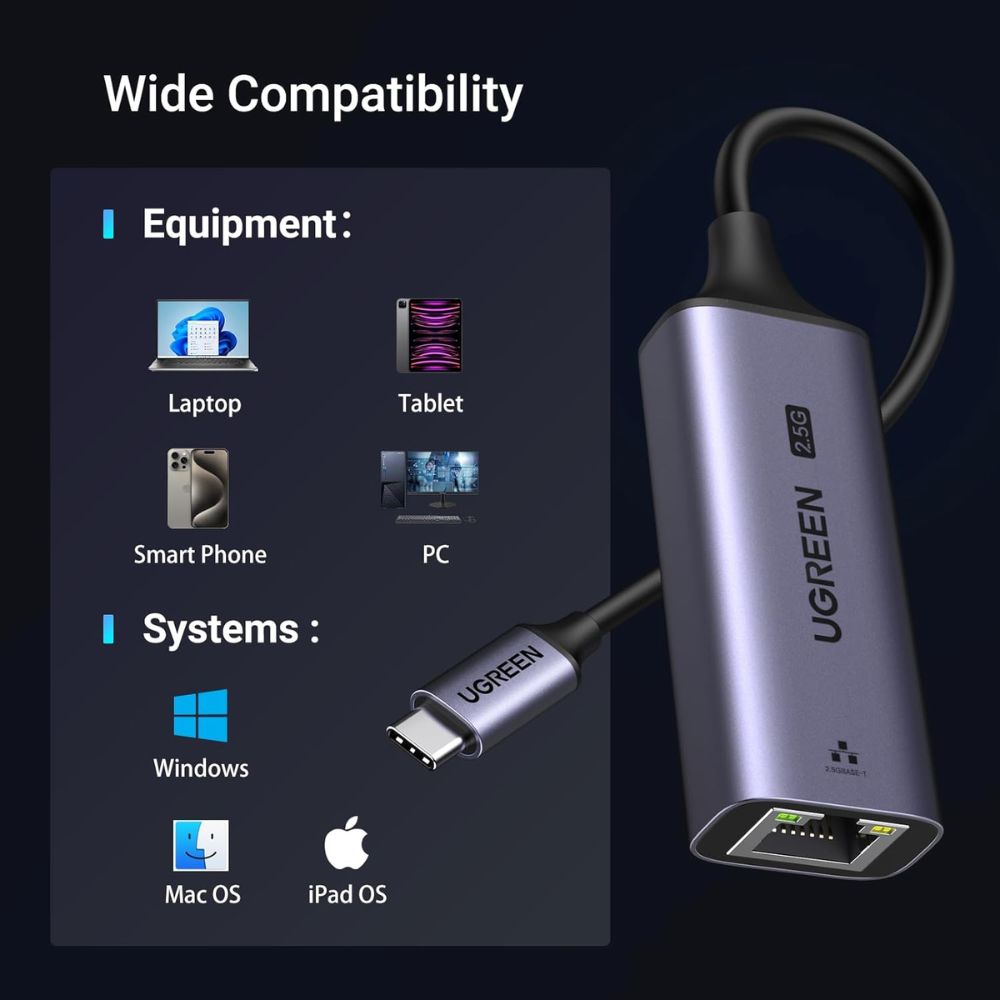 UGREEN USB C to Ethernet Adapter 2.5G, Ethernet Adapter