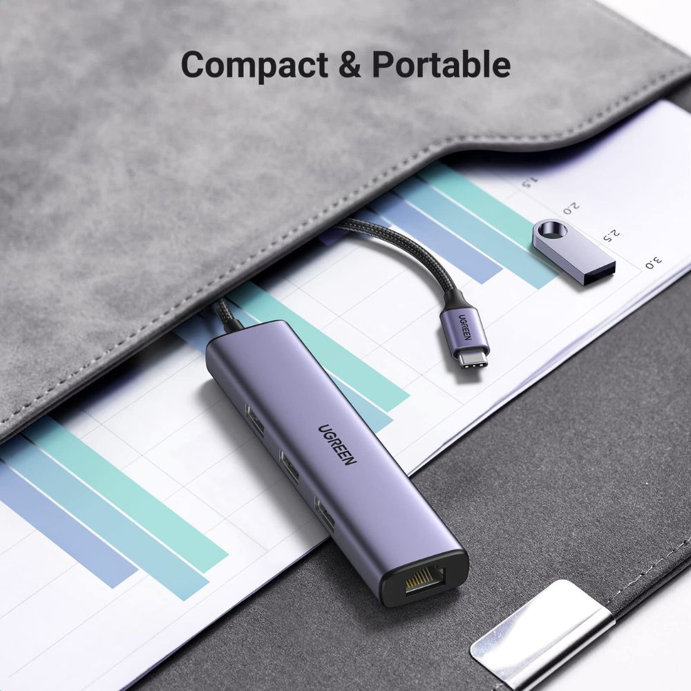 UGREEN USB C to Ethernet Adapter, 4 in 1 USB C Hub Ethernet with 3 USB 3.0 Ports