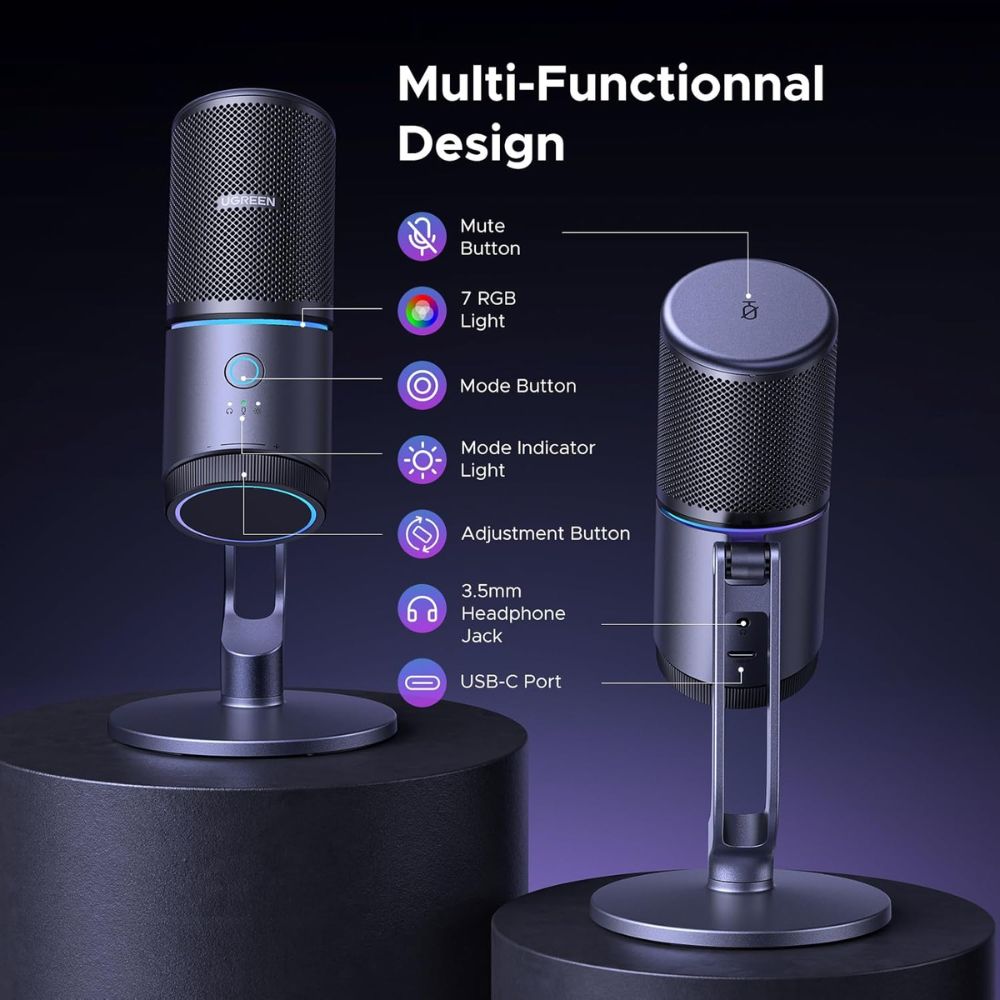 UGREEN USB Microphone for PC with RGB Lights