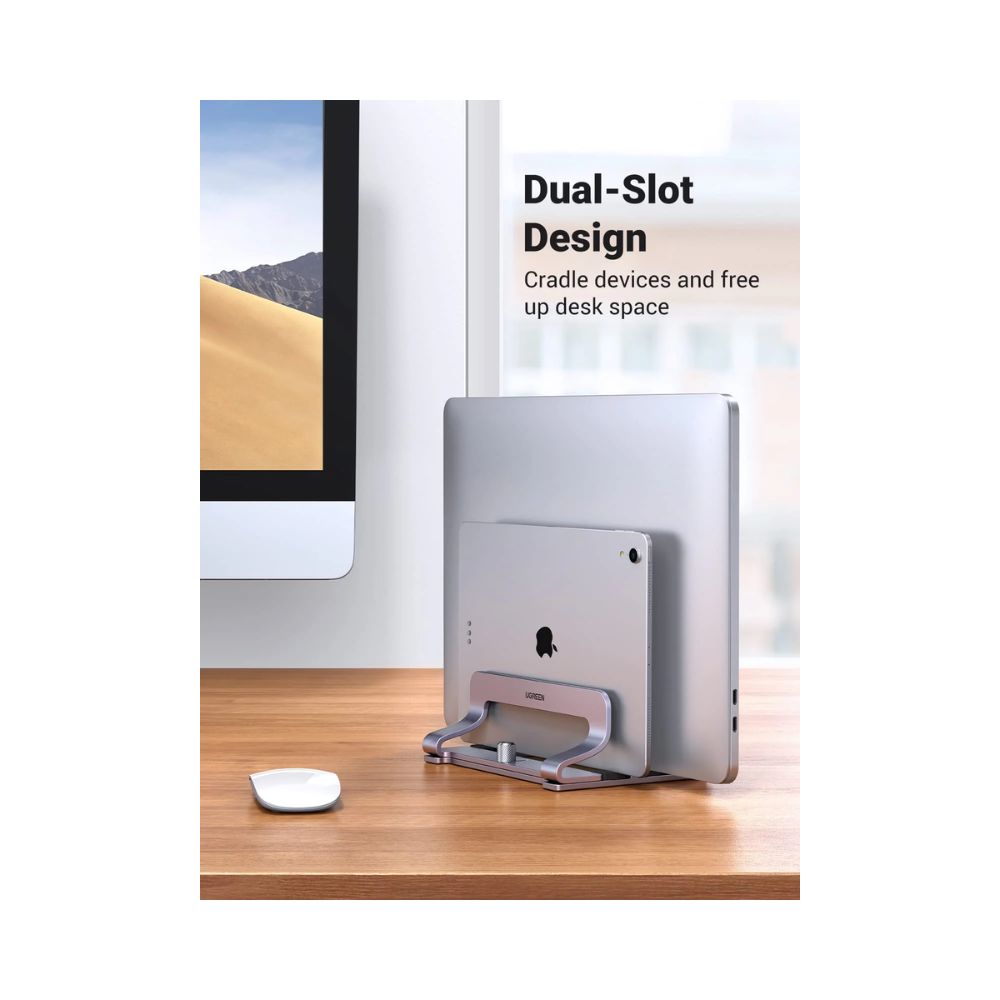 UGREEN Vertical Laptop Stand Holder Desk Dual Aluminum Dock Compatible