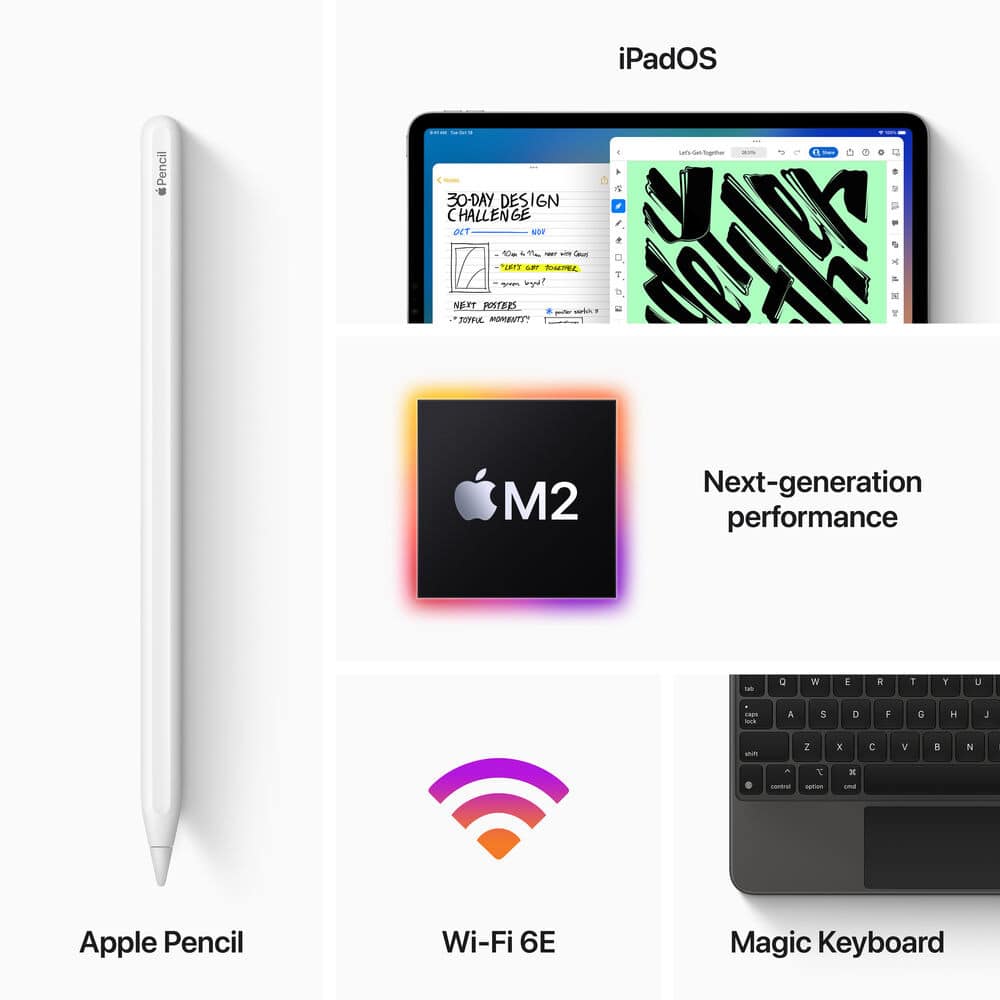 Used Like new Apple IPad Pro 12.9 M2 128GB Silver full Package)