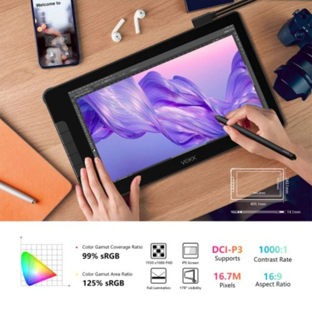 Veikk Studio 16 Pen Display with Stand and Two Pens