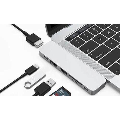 WiWu T8 Portable 7-in-1 Multi-Port Docking Station Dongle Hub Type-C Adapter (Spacegray)