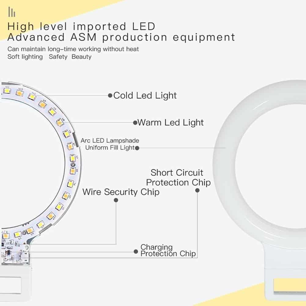 XJ18 LED Selfie Ring Light 3 Modes Dimming Photography Stream Lamp