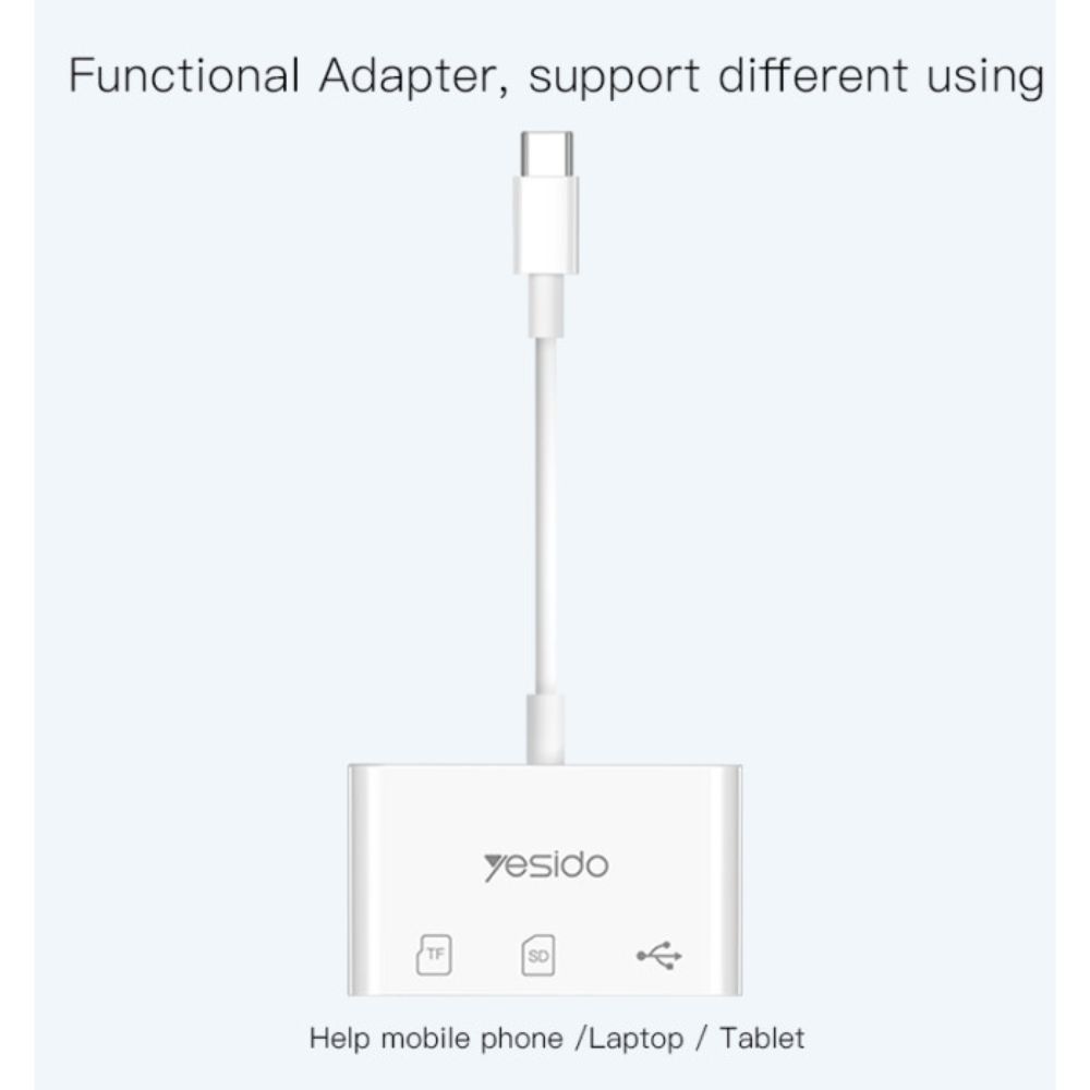Yesido GS16 High Quality Type-C To USB 3.0 TF SD Card Slot &amp; PD Quick Charge OTG Adapter
